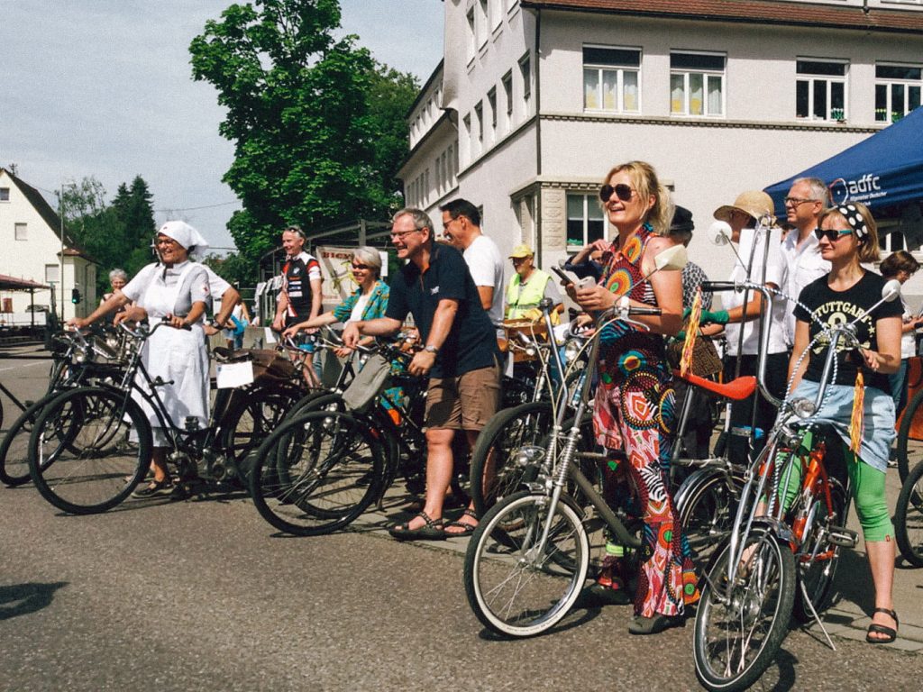 Eine Gruppe von Fahrradfahrern beim ADFC