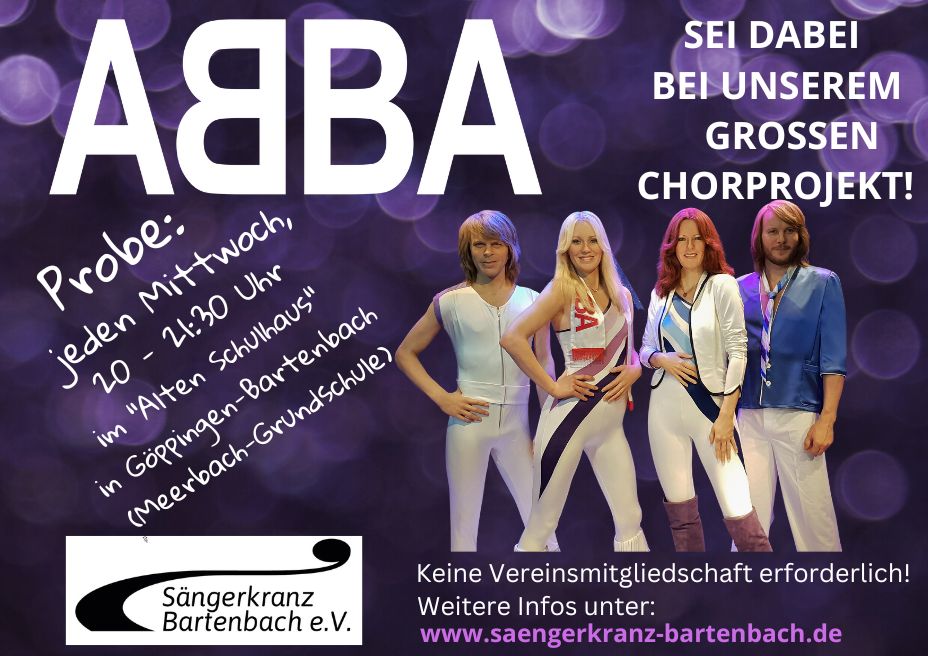 Das Plakat des Sängerkranz Bartenbach zu ihrem ABBA-Projekt