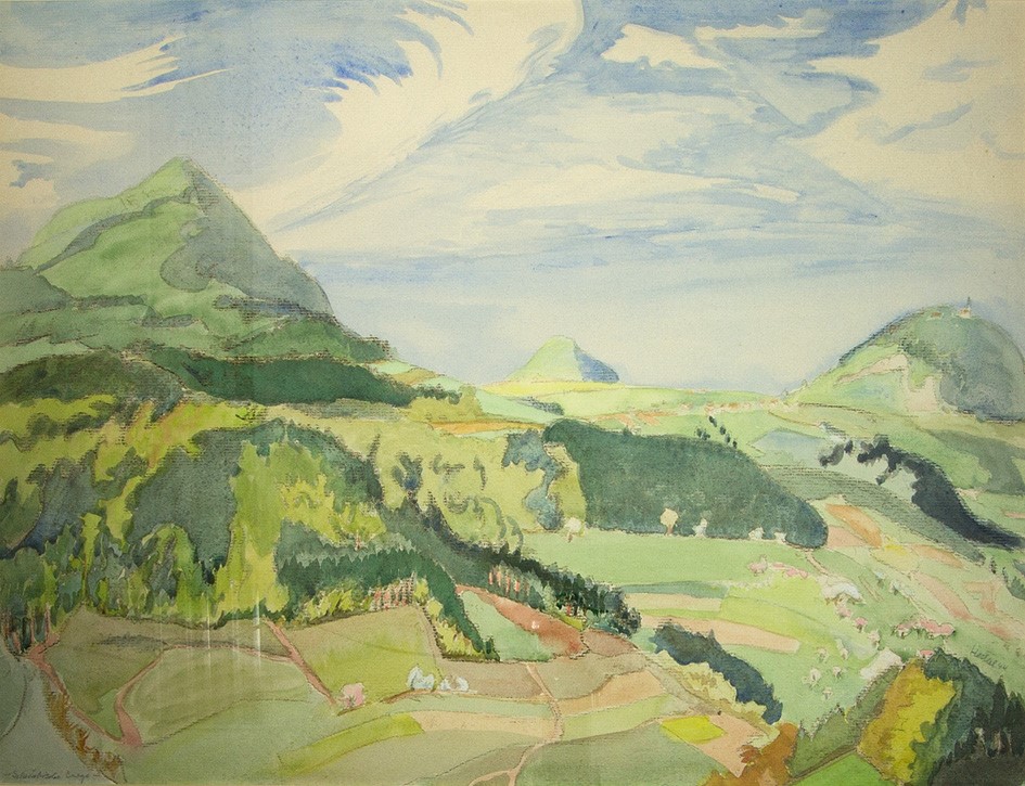 Erich Heckel, Schwäbische Berge, 1944, Aquarell, Sammlung Kunsthalle Göppingen