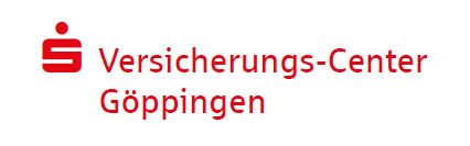 Logo des Versicherungs-Centers Göppingen mit rotem Sparkassen-Symbol und rotem Schriftzug „Versicherungs-Center Göppingen“.