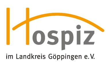 Logo des Hospiz im Landkreis Göppingen e. V. mit stilisiertem orangefarbenem Bogen über dem Schriftzug „Hospiz“.
