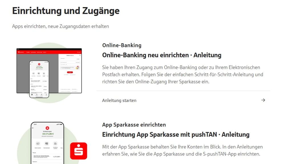Screenshot der Kurzanleitungen zum Online-Banking auf der Website der Kreissparkasse Göppingen.